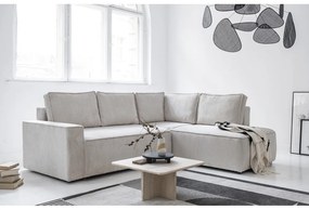 Бял разтегателен ъглов диван от рипсено кадифе (десен ъгъл) Brave Dave – Miuform