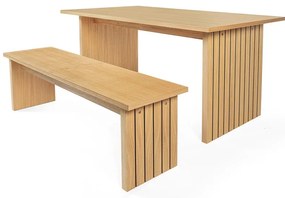 Маса за хранене с дъбов плот 90x160 cm Stripe - Woodman