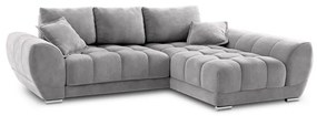 Светлосив ъглов диван с кадифена тапицерия , десен ъгъл Nuage - Windsor &amp; Co Sofas