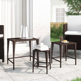 319385 vidaXL Стифиращи маси, 3 бр, кафяви, полиратан