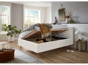 Бяло двойно легло 140x200 cm тапицирано с място за съхранение с включена подматрачна рамка Mattis – Meise Möbel