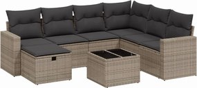 3263536 vidaXL Градински комплект диван с възглавници 8 части сив полиратан