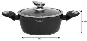 Комплект тенджери и тигани Klausberg KB 7322, 15 части, Термодъно, Отвор за изливане, Индукция, Черен