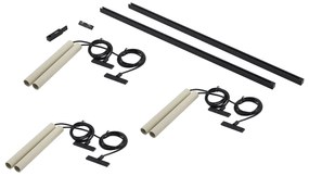 Модерна релсова система за осветление с 6 висящи лампи бежови с черни елементи 1-фазна - Slimline Keno