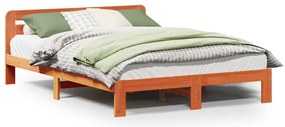 855551 vidaXL Рамка за легло без матрак, восъчнокафяв, 140x200 см, бор масив