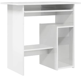 801370 vidaXL Бюро, бял гланц, 80x45x74 см, инженерно дърво