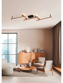 Черно-естествено LED осветително тяло за таван с дистанционно управление 10x180 cm Bellari – Trio