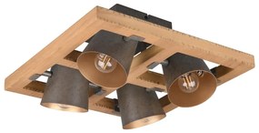 Тъмносиво и естествено осветително тяло за таван с метален абажур 39x39 cm Bell – Trio