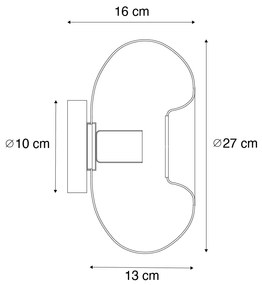 Стенна лампа в стил Арт Деко черна с опушено стъкло - Ayesha