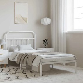 352621 vidaXL Метална рамка за легло с горна табла, бяла, 100x190 см