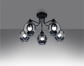 Черно осветително тяло за таван със стъклен абажур 59x59 cm Garten – Sollux