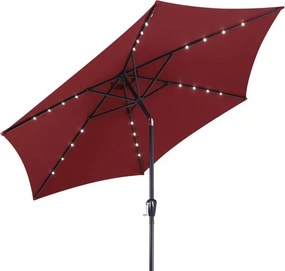 Градински LED соларен алуминиев чадър Miami - 270 см, червен, UV 80+