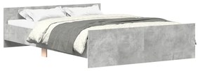 3203792 vidaXL Рамка за легло с горна и долна табла, бетонно сива, 135x190 см