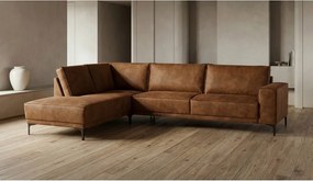 Светлокафяв ъглов диван от изкуствена кожа (ляв ъгъл) Copenhagen - Scandic