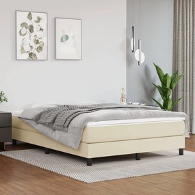 3120696 vidaXL Рамка за легло кремава 140x190 см изкуствена кожа