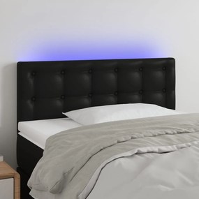 3121690 vidaXL LED горна табла за легло, черна, 90x5x78/88 см, изкуствена кожа