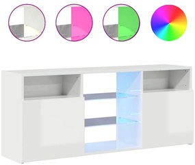 804307 vidaXL ТВ шкаф с LED осветление, бял гланц, 120x30x50 см