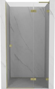 Mexen Lunar L Душ кабина с врати на панти, десни 80 см, прозрачен, златисто матов - 834L-080-000-55-00-P