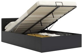 285512 vidaXL Легло с повдигащ механизъм, черно, изкуствена кожа, 120x200 cм