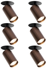 Комплект от 6 модерни вградени спота тъмен бронз GU10 50mm - Chels