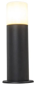 Стойка за външна лампа черна с опал бял абажур 30 см IP44 - Odense