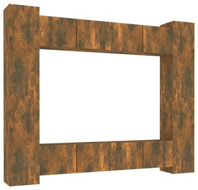 3114235 vidaXL Комплект ТВ шкафове от 8 части, опушен дъб, инженерно дърво