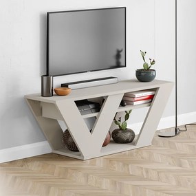 Меламинов телевизионен стойка Pipralla в пясъчен цвят 110x30x40см.