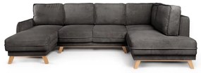 Сив сгъваем ъглов диван от рипсено кадифе (десен ъгъл/"U" форма) Tori – Bonami Selection