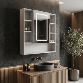 Шкаф с огледало и LED осветление Rea Luna 70x80cm