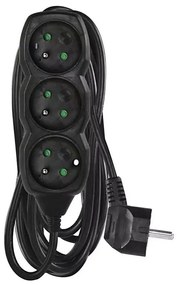 Удължител 3-извода 5м, черен