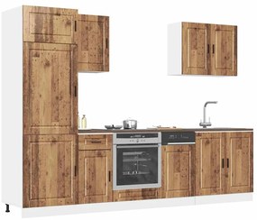 3314789 vidaXL Комплект кухненски шкафове, 7 части, "Porto", старо дърво, инженерно дърво