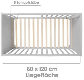 Светлосиво детско легло 60x120 cm - Roba