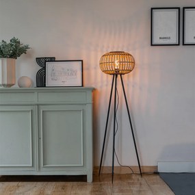 Ориенталска триножна подова лампа от бамбук - Amira