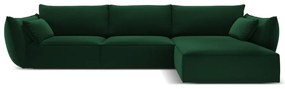 Тъмнозелен кадифен ъглов диван (десен ъгъл) Vanda – Mazzini Sofas