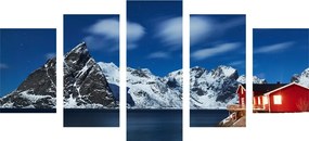 картини от 5 части – Нощен пейзаж в Норвегия