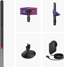 Вертикална прахосмукачка Dyson PencilVac Fluffycones 492689-01, 55 AW, 30 мин, 80 мл, 140000 Hyperdymium™, Ултратънък дизайн, LED осветление, Черен