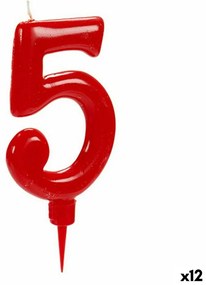 Свещ Червен Рожден Ден Номера 5 (12 броя)
