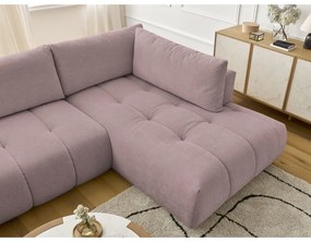 Розов сгъваем/с място за съхранение ъглов диван (десен ъгъл/U форма) Fuji – Bobochic Paris