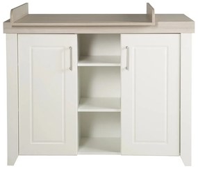 Бял нисък скрин в декор от бряст с масичка за преповиване 120x98 cm Felicia - Roba