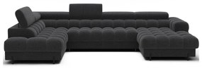 Тъмносив разтегателен ъглов диван от букле (ляв ъгъл U форма) Feraria – ELTAP