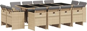 3210684 vidaXL Градински комплект с възглавници, 13части, бежов микс полиратан
