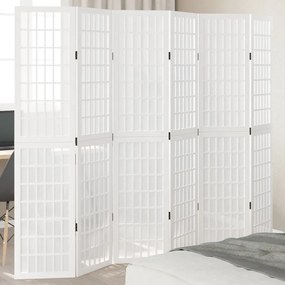 358794 vidaXL Разделител за стая, 6 панела, бял, дърво пауловния масив