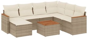 3258614 vidaXL Градински диван с възглавници, 8 части, бежов полиратан