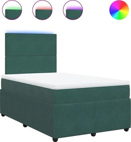 3294607 vidaXL Боксспринг легло с матрак, тъмнозелено, 120x200 см, кадифе