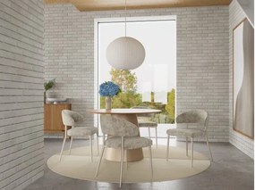 ИРИС Бежово (тъкан Juto 4)/сивобежова крака (кашмир) - МОДЕРЕН ТАПИЦИРАН СТОЛ ЗА БОХО ДНЕВНА/ТРАПЕЗАРИЯ