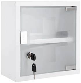 Бял метален висящ шкаф за лекарства 12x25 cm - PT LIVING