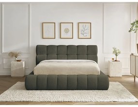 Зелено двойно тапицирано легло с място за съхранение с включена подматрачна рамка 160x200 cm Mont Blanc – Bobochic Paris