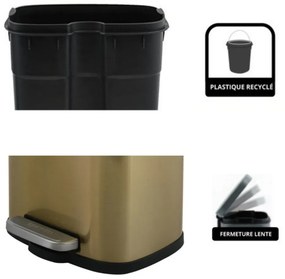 Матово златисто стоманено кошче за боклук с педал 5 l Akira – Spirella