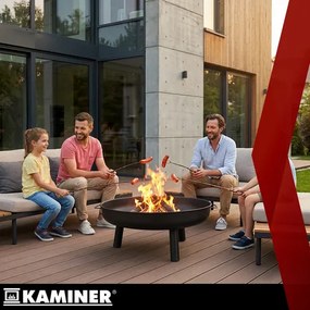 Градинска камина 80 см - голяма градинска камина на дърва с дръжки