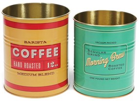 Декоративни кутии за съхранение в комплект от 2 бр. от калай ø 11x13 cm Vintage Coffee – Rex London